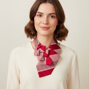 NWT Ogsplosh Women's Ascot Scarf  70's Retro Red Textured Short